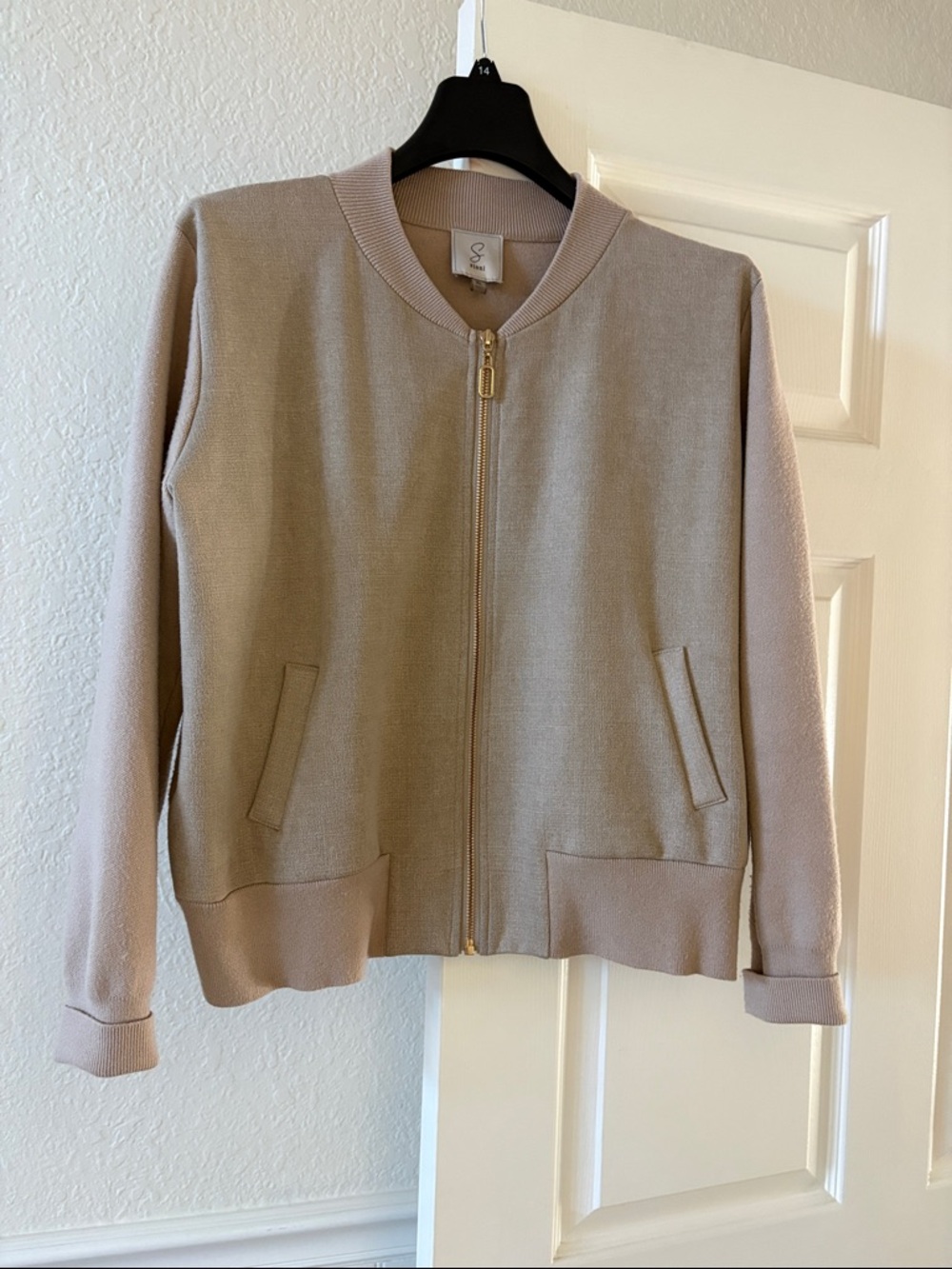 Knit Zip-Up Jacket in Light Taupe